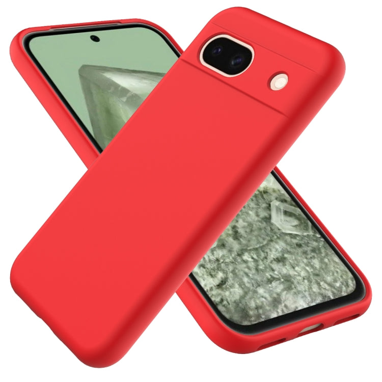 For Google Pixel 8a Pure Color Liquid Silicone Shockproof Phone Case(Red)