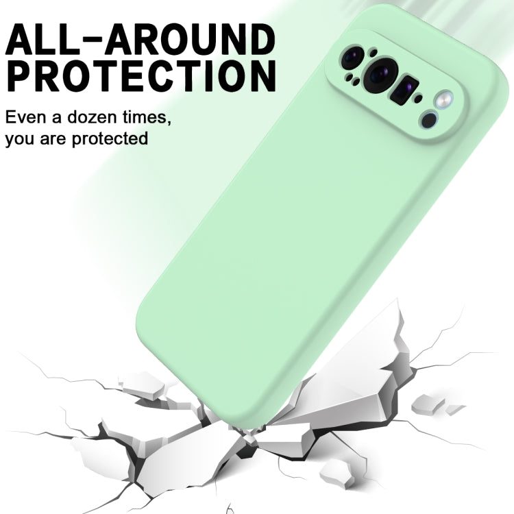 For Google Pixel 9 Pro Pure Color Liquid Silicone Shockproof Phone Case(Green)