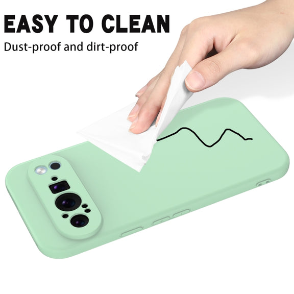 For Google Pixel 9 Pro Pure Color Liquid Silicone Shockproof Phone Case(Green)