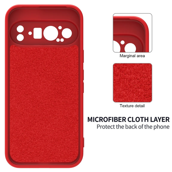 For Google Pixel 9 Pro Pure Color Liquid Silicone Shockproof Phone Case(Red)