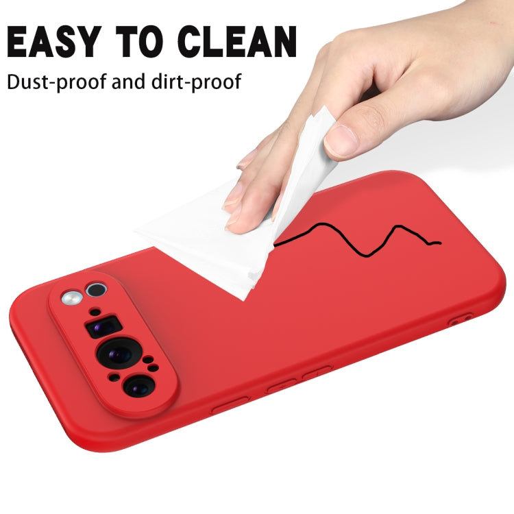 For Google Pixel 9 Pro Pure Color Liquid Silicone Shockproof Phone Case(Red)
