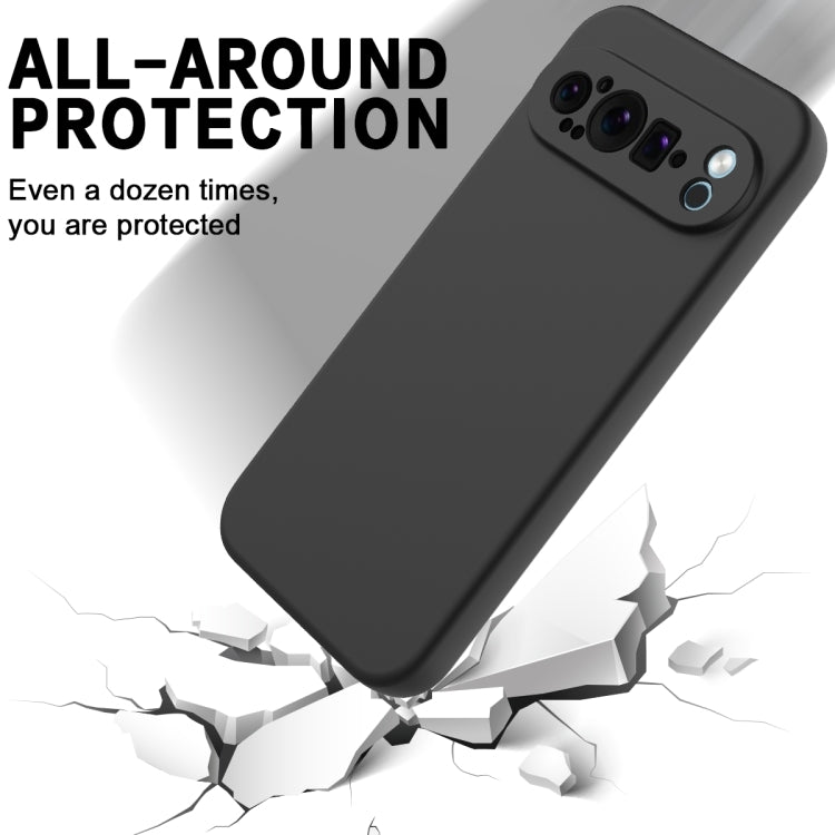 For Google Pixel 9 Pro Pure Color Liquid Silicone Shockproof Phone Case(Black)