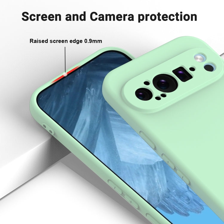 For Google Pixel 9 Pro XL Pure Color Liquid Silicone Shockproof Phone Case(Green)