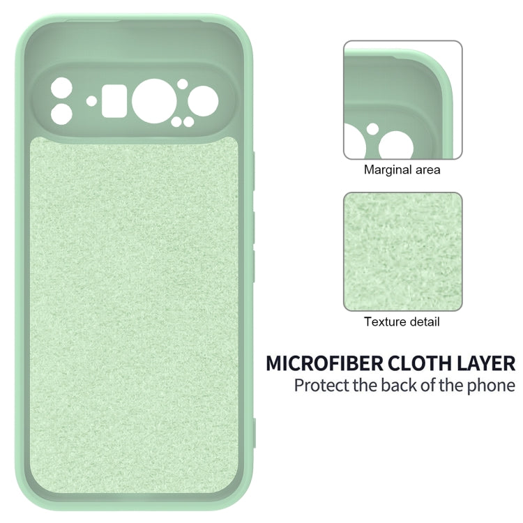 For Google Pixel 9 Pro XL Pure Color Liquid Silicone Shockproof Phone Case(Green)