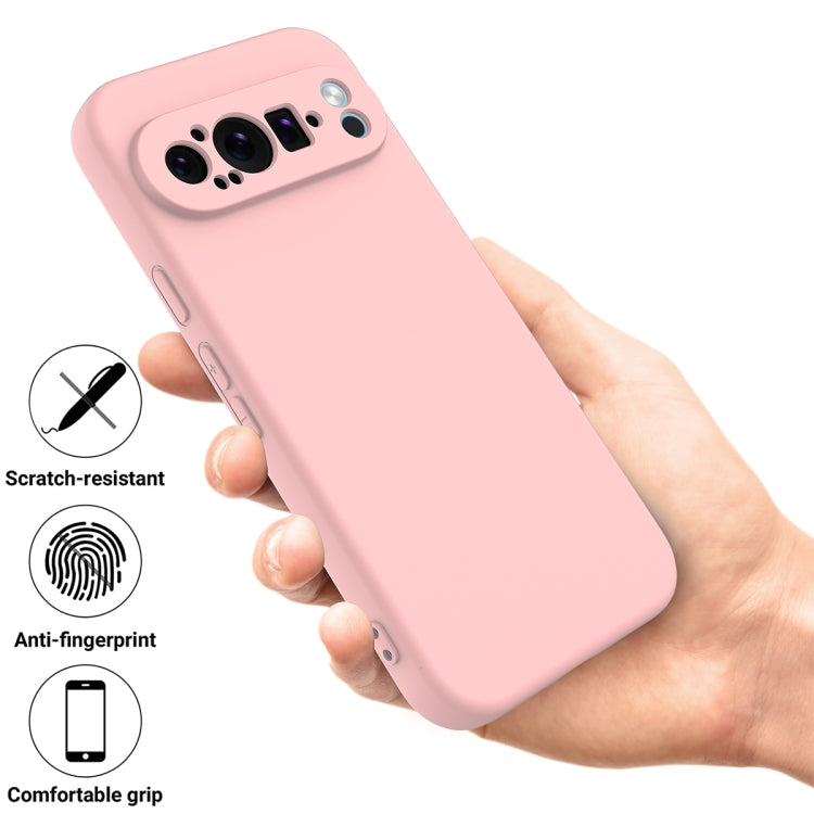 For Google Pixel 9 Pro XL Pure Color Liquid Silicone Shockproof Phone Case(Pink)