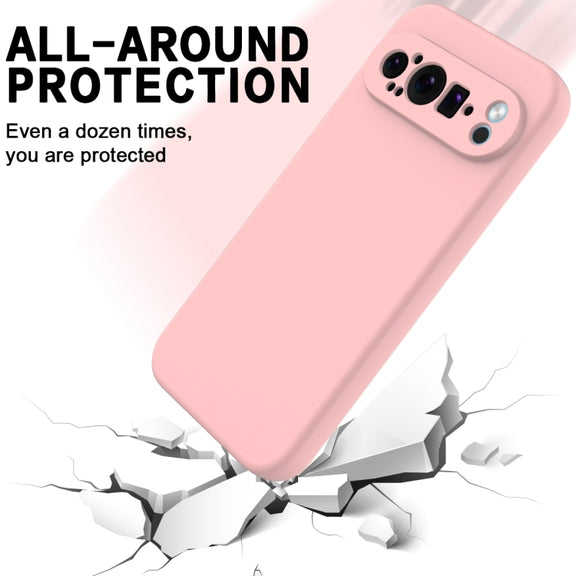For Google Pixel 9 Pro XL Pure Color Liquid Silicone Shockproof Phone Case(Pink)