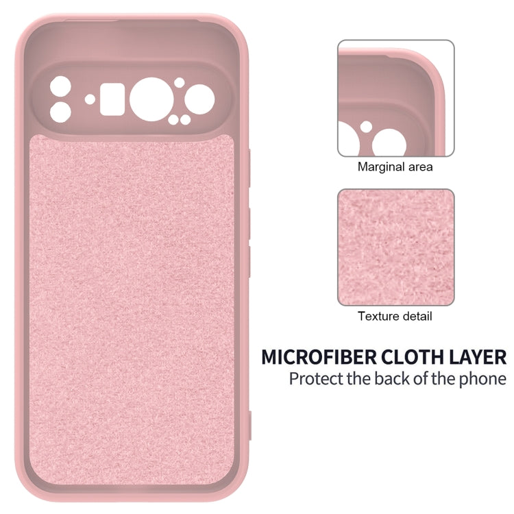 For Google Pixel 9 Pro XL Pure Color Liquid Silicone Shockproof Phone Case(Pink)