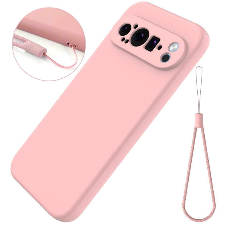 For Google Pixel 9 Pro XL Pure Color Liquid Silicone Shockproof Phone Case(Pink)