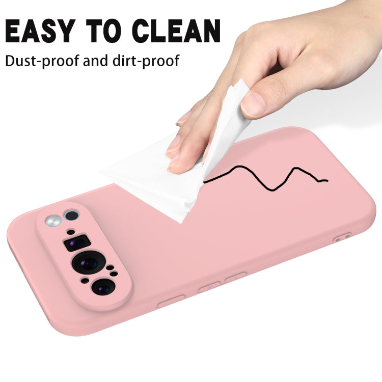 For Google Pixel 9 Pro XL Pure Color Liquid Silicone Shockproof Phone Case(Pink)