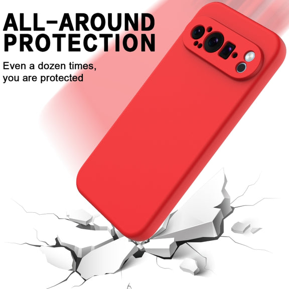 For Google Pixel 9 Pro XL Pure Color Liquid Silicone Shockproof Phone Case(Red)