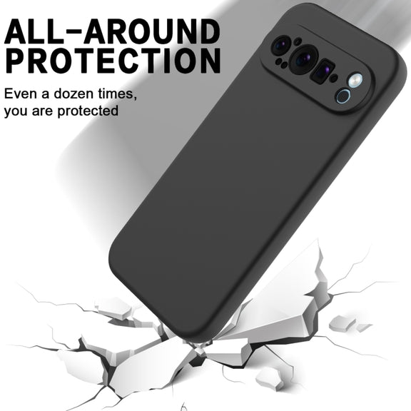 For Google Pixel 9 Pro XL Pure Color Liquid Silicone Shockproof Phone Case(Black)