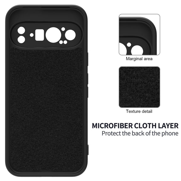 For Google Pixel 9 Pro XL Pure Color Liquid Silicone Shockproof Phone Case(Black)