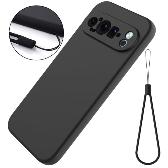 For Google Pixel 9 Pro XL Pure Color Liquid Silicone Shockproof Phone Case(Black)