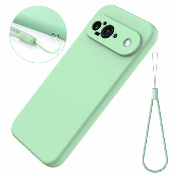 For Google Pixel 9 Pure Color Liquid Silicone Shockproof Phone Case(Green)