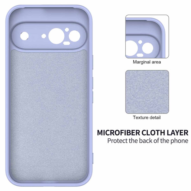 For Google Pixel 9 Pure Color Liquid Silicone Shockproof Phone Case(Purple)