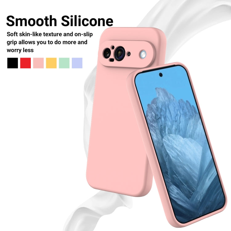 For Google Pixel 9 Pure Color Liquid Silicone Shockproof Phone Case(Pink)