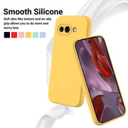 For Google Pixel 9a Pure Color Liquid Silicone Shockproof Phone Case(Yellow)