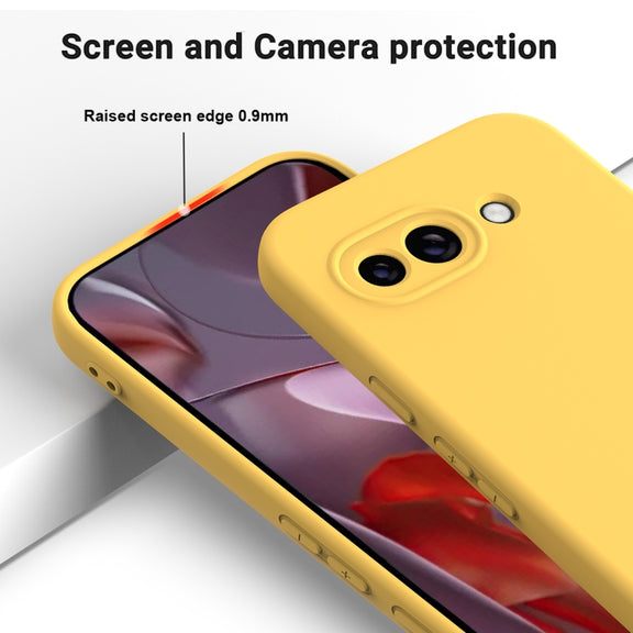 For Google Pixel 9a Pure Color Liquid Silicone Shockproof Phone Case(Yellow)