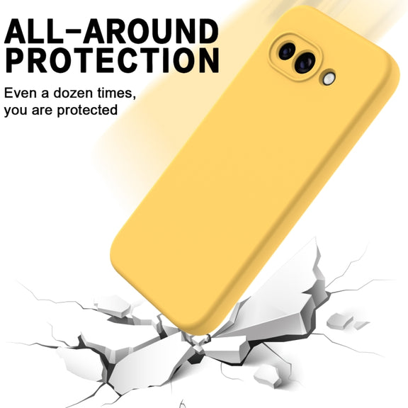 For Google Pixel 9a Pure Color Liquid Silicone Shockproof Phone Case(Yellow)