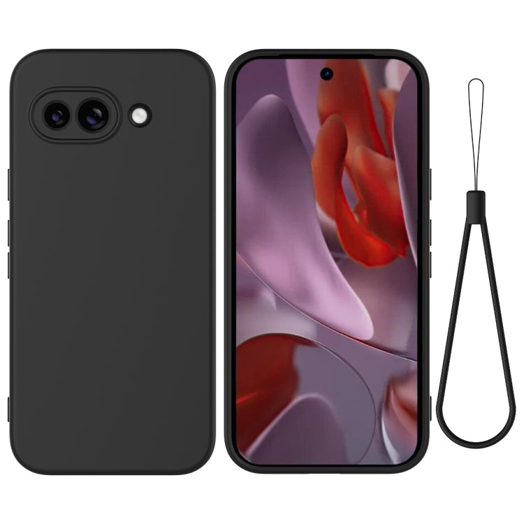 For Google Pixel 9a Pure Color Liquid Silicone Shockproof Phone Case(Black)