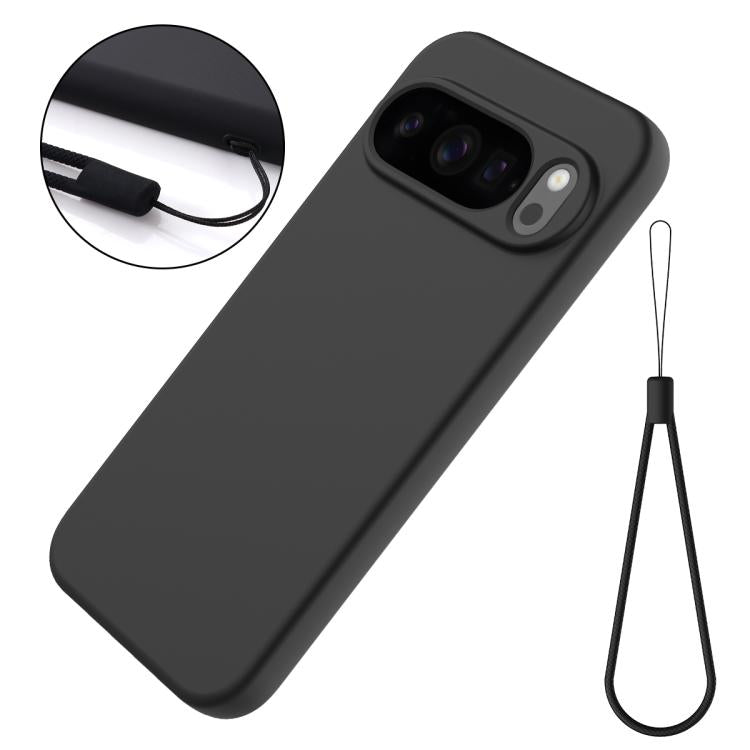 For Google Pixel 10 Pro XL Pure Color Liquid Silicone Shockproof Phone Case(Black)
