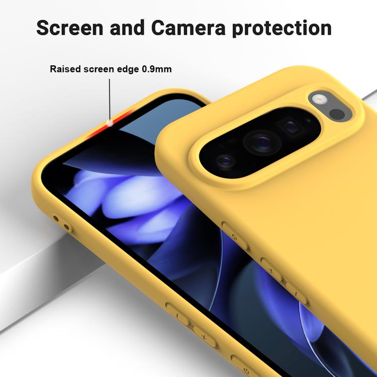For Google Pixel 10 Pro Pure Color Liquid Silicone Shockproof Phone Case(Yellow)