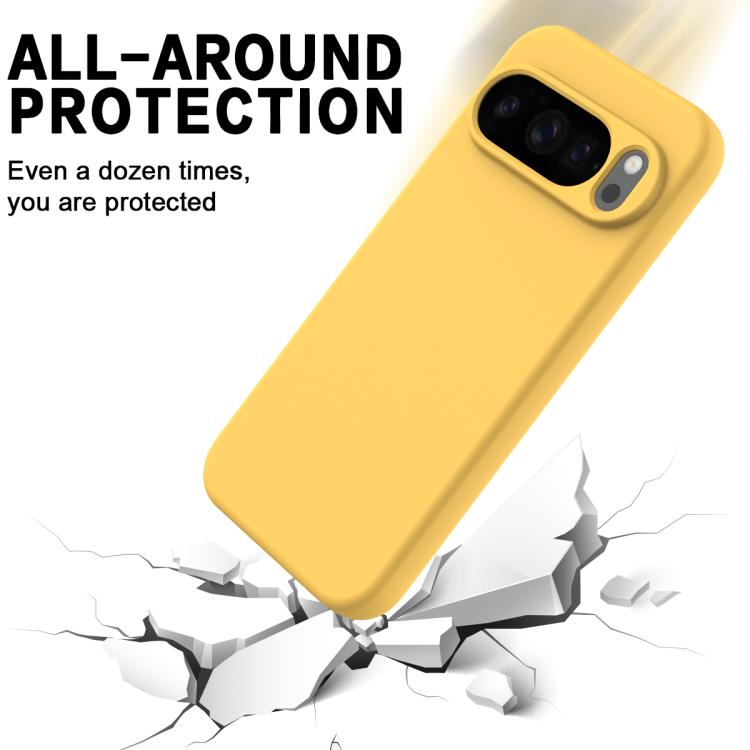 For Google Pixel 10 Pro Pure Color Liquid Silicone Shockproof Phone Case(Yellow)