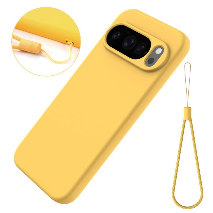 For Google Pixel 10 Pro Pure Color Liquid Silicone Shockproof Phone Case(Yellow)