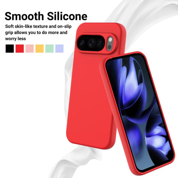 For Google Pixel 10 Pro Pure Color Liquid Silicone Shockproof Phone Case(Red)