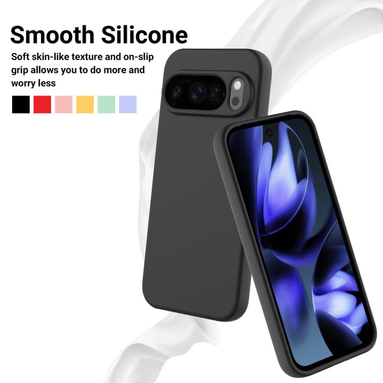 For Google Pixel 10 Pro Pure Color Liquid Silicone Shockproof Phone Case(Black)