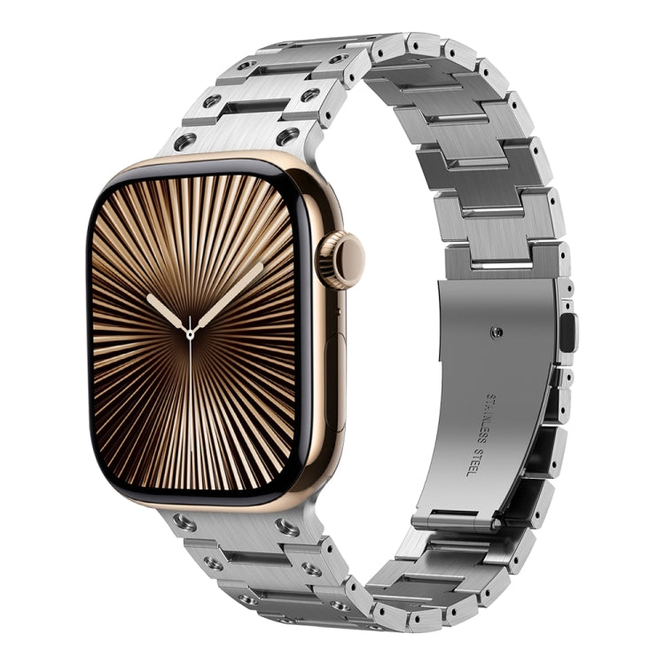 Double Rows Metal Watch Band For Apple Watch Series 10 42mm(Silver)