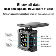 M9 Color Screen Motorcycle Solar Wireless Tire Pressure Monitor With M10 Fixed Mount