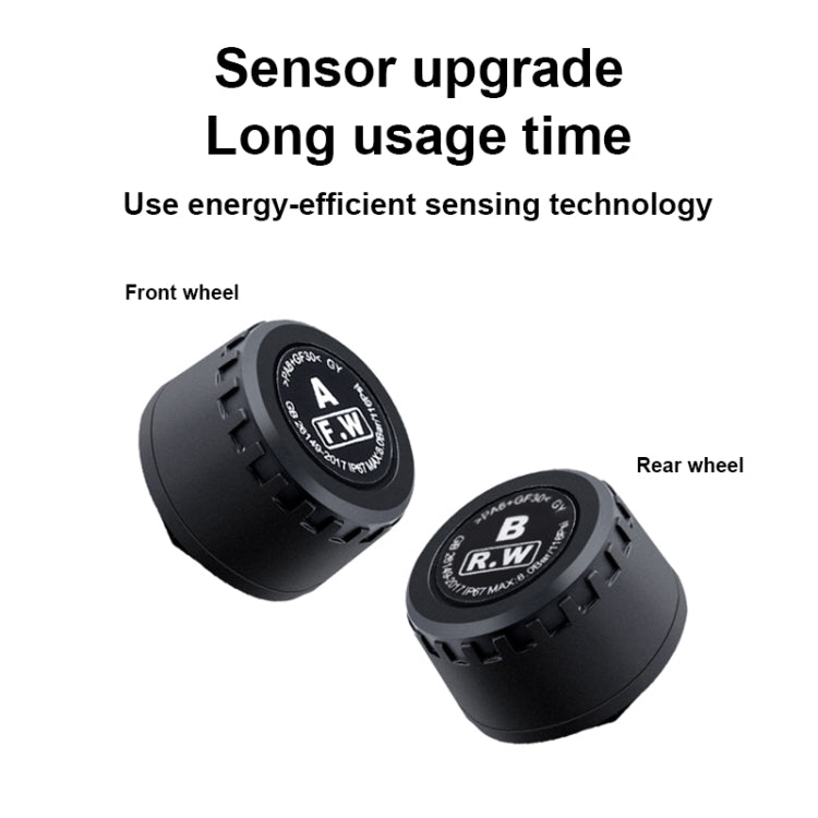 Front Rear Wheel Tire Pressure Temperature Monitoring Sensor(Black)