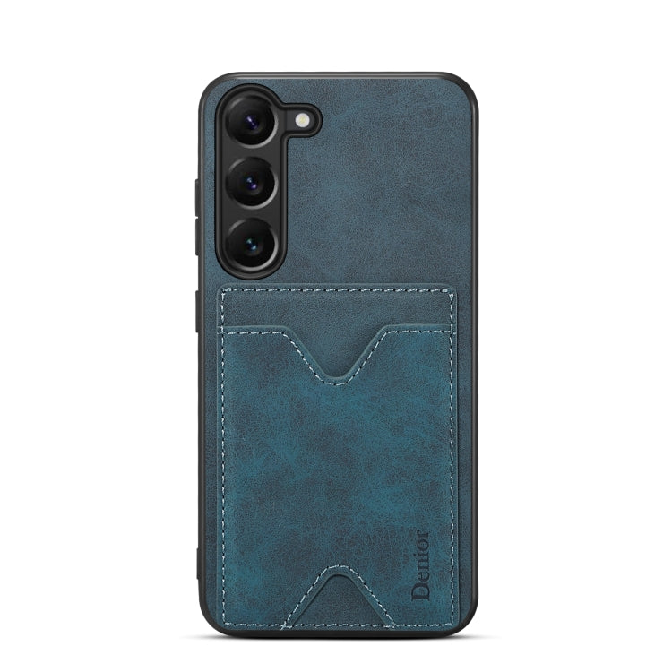For Samsung Galaxy S24 5G Denior PU Back Cover Card Slot Holder Phone Case(Blue)