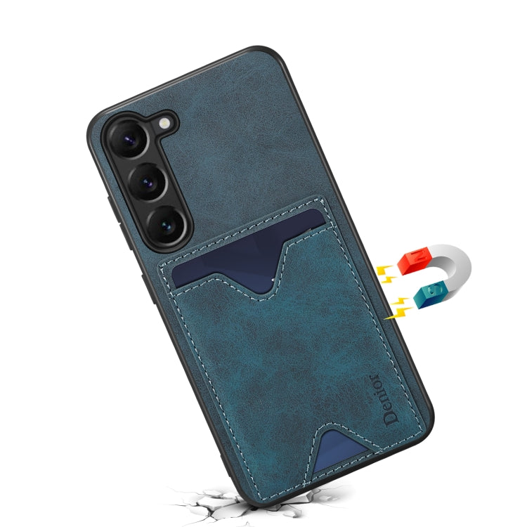 For Samsung Galaxy S24 5G Denior PU Back Cover Card Slot Holder Phone Case(Blue)