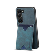 For Samsung Galaxy S24 5G Denior PU Back Cover Card Slot Holder Phone Case(Blue)