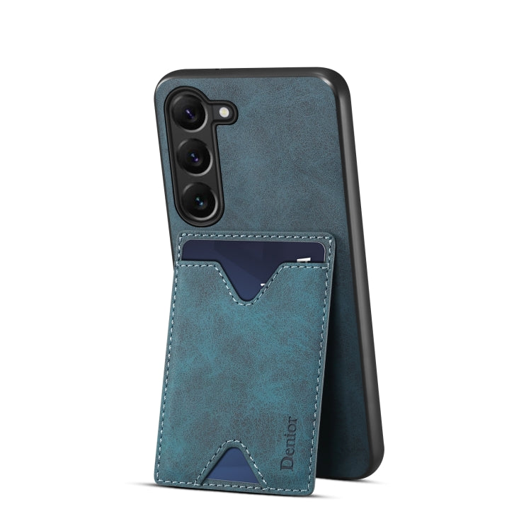 For Samsung Galaxy S24 5G Denior PU Back Cover Card Slot Holder Phone Case(Blue)