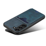 For Samsung Galaxy S24 5G Denior PU Back Cover Card Slot Holder Phone Case(Blue)