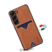 For Samsung Galaxy S24+ 5G Denior PU Back Cover Card Slot Holder Phone Case(Brown)
