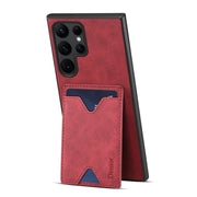 For Samsung Galaxy S24 Ultra 5G Denior PU Back Cover Card Slot Holder Phone Case(Red)