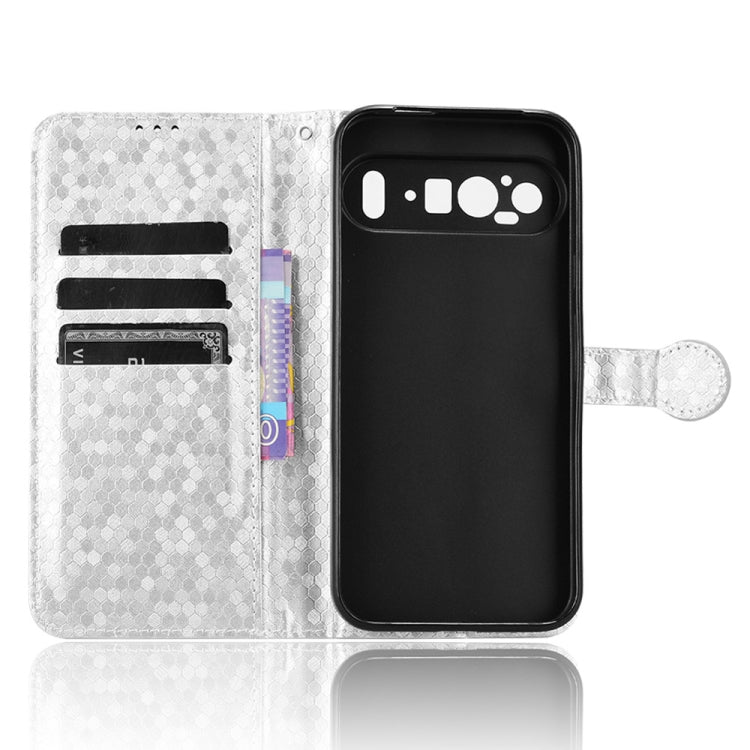 For Google Pixel 9 Honeycomb Dot Texture Leather Phone Case(Silver)