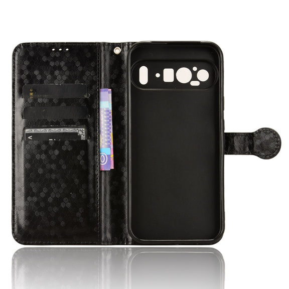 For Google Pixel 9 Pro XL Honeycomb Dot Texture Leather Phone Case(Black)