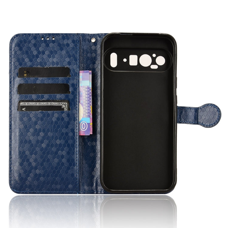 For Google Pixel 9 Pro XL Honeycomb Dot Texture Leather Phone Case(Blue)