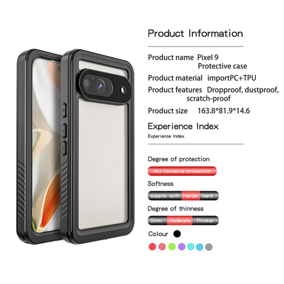 For Google Pixel 9 RedPepper Shockproof IP68 Water-resistant PC + TPU Protective Case(Black)
