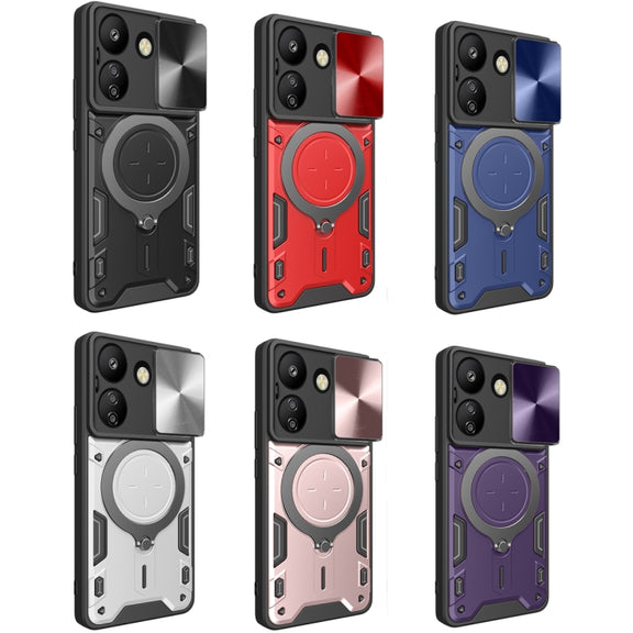 For Xiaomi Redmi 13C 4G CD Texture Sliding Camshield Magnetic Holder Phone Case(Black)