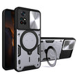 For Xiaomi Poco M4 Pro 4G CD Texture Sliding Camshield Magnetic Holder Phone Case(Silver) - Xiaomi Cases by PMC TechLife | Online Shopping South Africa | PMC TechLife | Buy Now Pay Later Mobicred