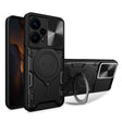 For Xiaomi Redmi Note 12 Turbo CD Texture Sliding Camshield Magnetic Holder Phone Case(Black) - Xiaomi Cases by PMC TechLife | Online Shopping South Africa | PMC TechLife | Buy Now Pay Later Mobicred