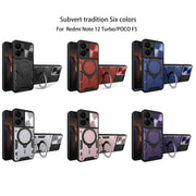 For Xiaomi Redmi Note 12 Turbo CD Texture Sliding Camshield Magnetic Holder Phone Case(Red)
