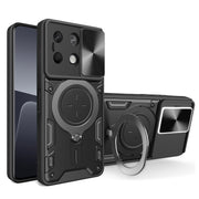 For Xiaomi Redmi Note 13 5G CD Texture Sliding Camshield Magnetic Holder Phone Case(Black)