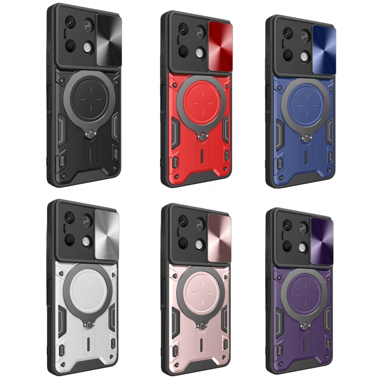 For Xiaomi Redmi Note 13 5G CD Texture Sliding Camshield Magnetic Holder Phone Case(Black)